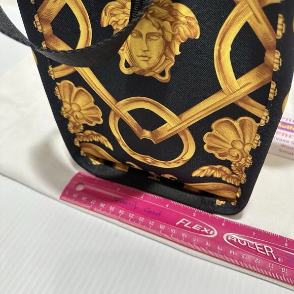 Versace Medusa Black Gold Canvas Large Tote Greca Strap Bag NWT $1,475 - Picture 6 of 10